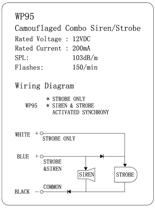 Combination WP95 Mini Siren & Strobe