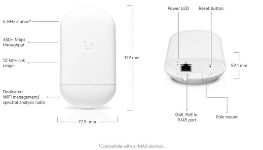 Ubiquiti Loco5AC 5GHz Nanostation Loco AC 5Ghz 802.11ac MIMO AIRMAX (No Injector)