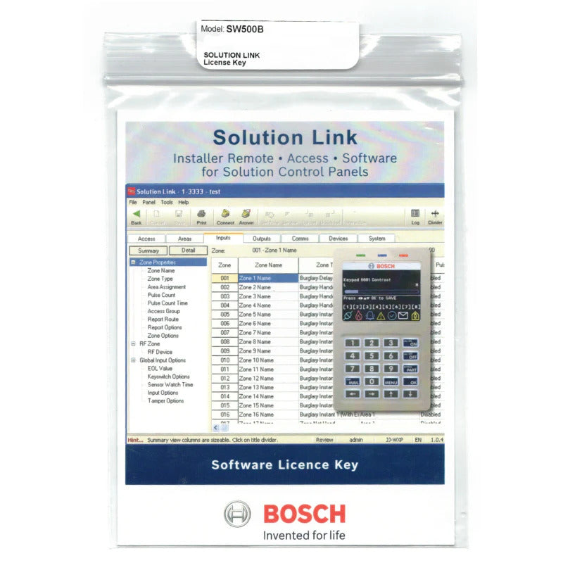Bosch SW500B Solution Link Panel Programming Software