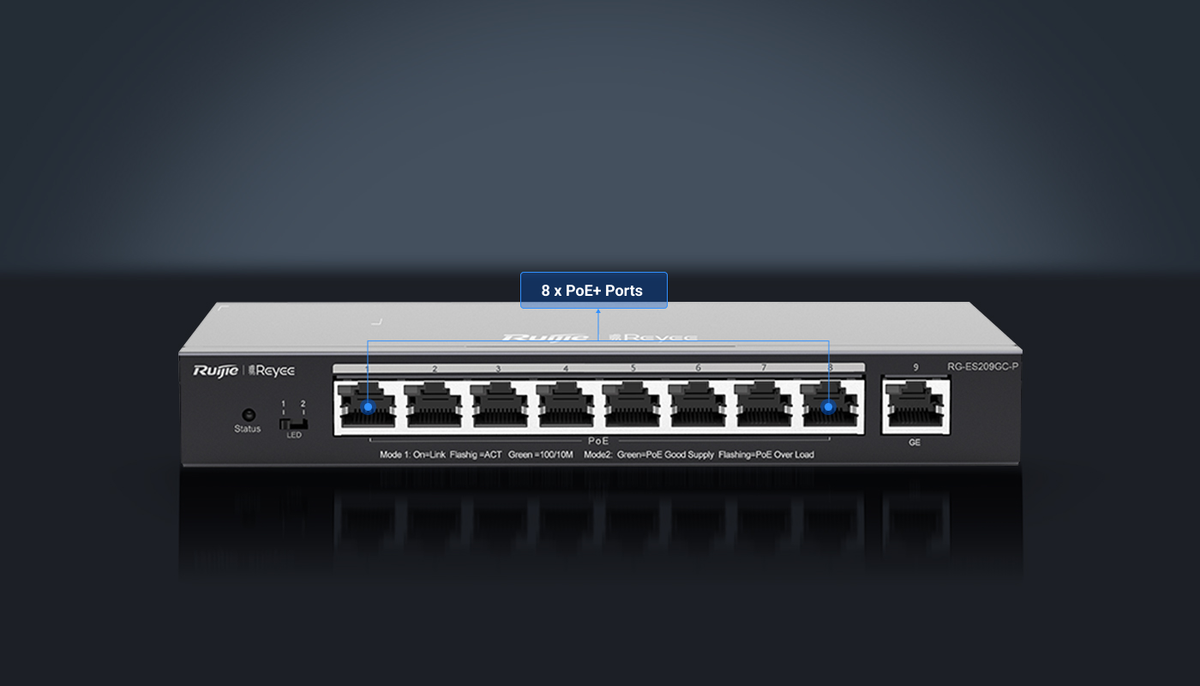 Ruijie RG-ES209GC-P 8 Port Cloud Managed Layer 2 PoE Switch