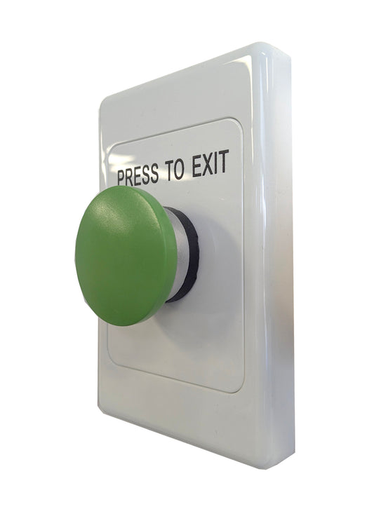 Arlin ARLSWP-35G Green Mushroom Button on Curved Plastic Plate Press to Exit