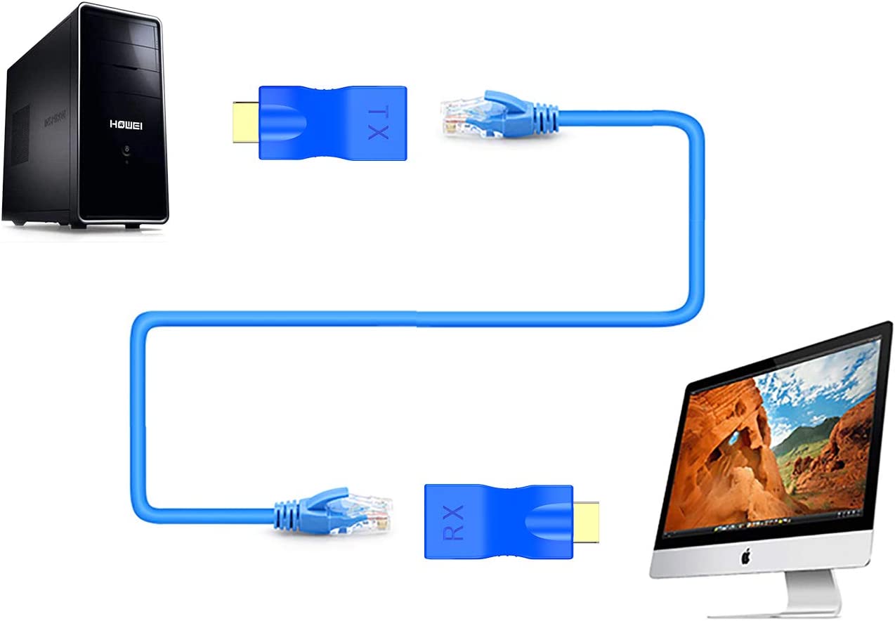Passive HDMI over Cat5/6 Extender BLUE # EA-HDMIEX-CAT