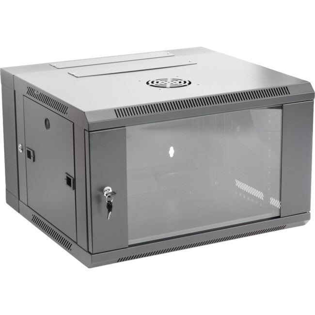 Pro.2 6RU 550mm Deep x 600mm Width Hinged Wall Mount Data Cabinet Rack - Glass Door # WMC6U55H