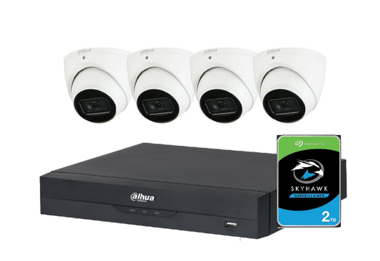 Dahua 4 Channel NVR Recorder with 2TB + 4 x 6MP Eyeball Camera Kit