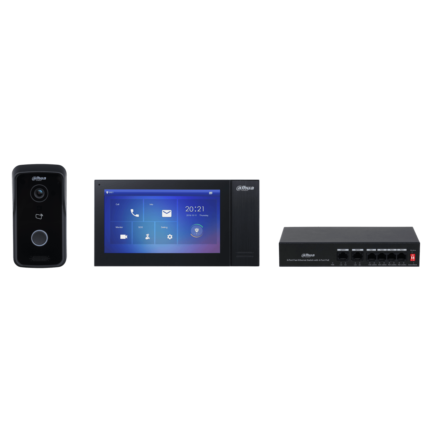 Dahua DHI-KTP02 IP Villa Door Station & Indoor Monitor Kit  -  BLACK