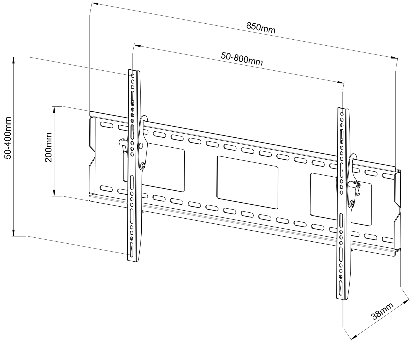 DMP PLB118-84 Tilting Wall Mount With Self-balanced Angle Adjustment System for 42" - 80"
