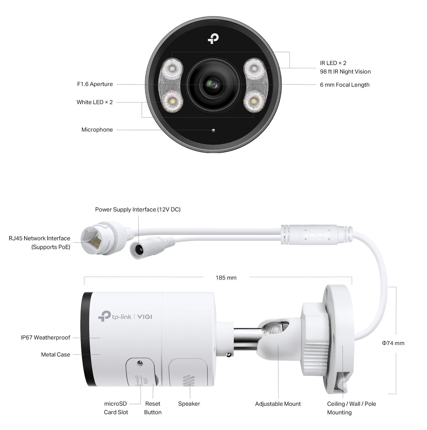 TP-Link VIGIC345 VIGI 4MP Outdoor Full-Colour Bullet Network Camera 4.0mm Lens