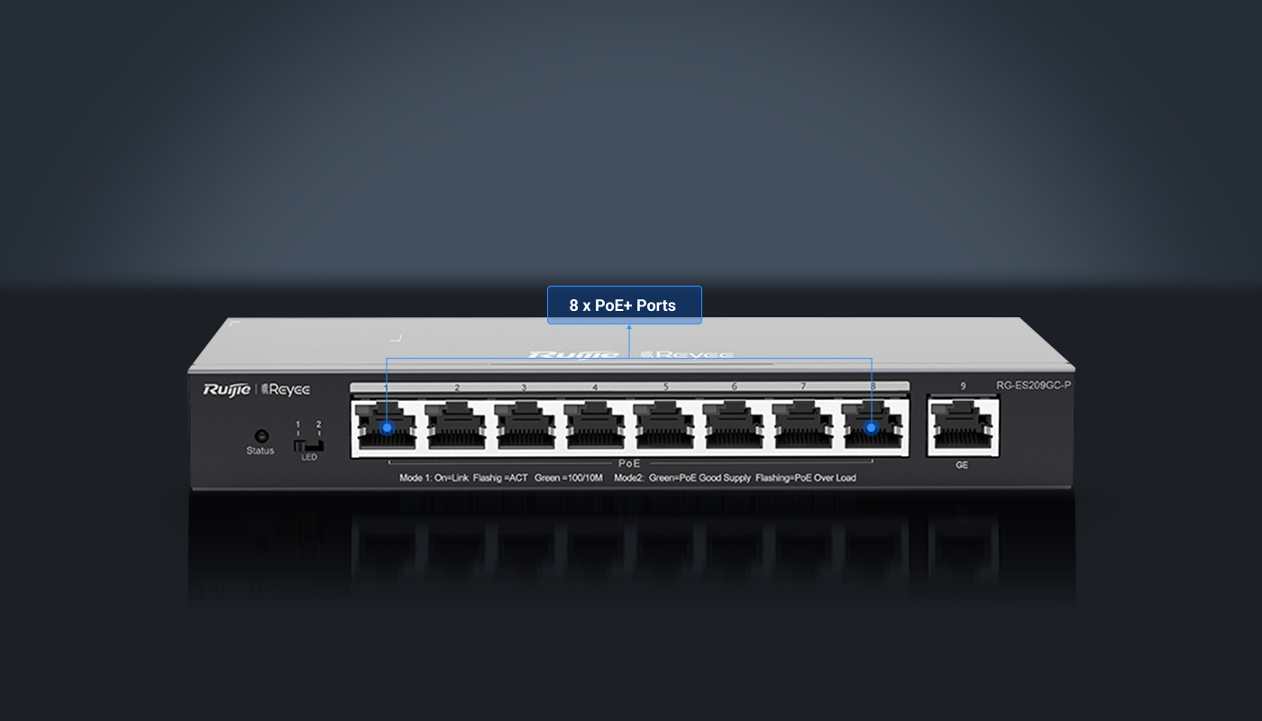 Ruijie RG-ES209GC-P 8 Port Cloud Managed Layer 2 PoE Switch