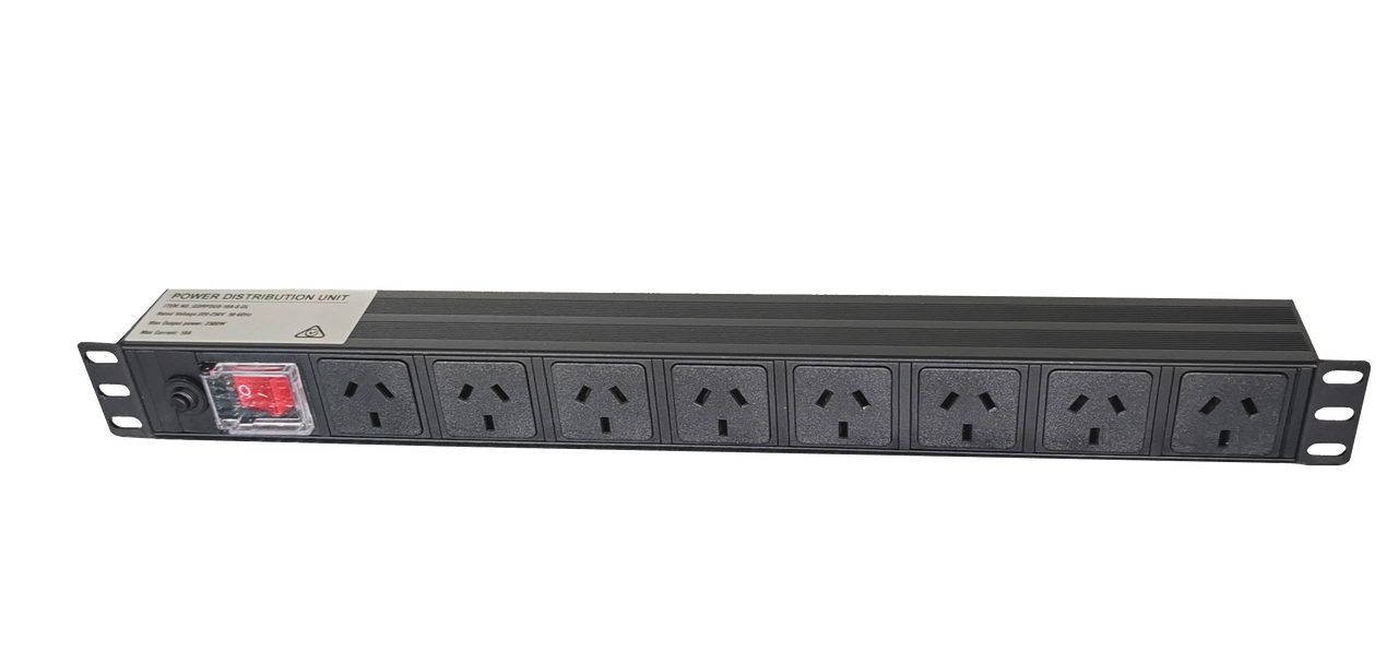 Garland GDRPDU8-10A-S-OL 1RU 19" Horizontal Mounting 8 Way 10A PDU Overload Protection Power Rail