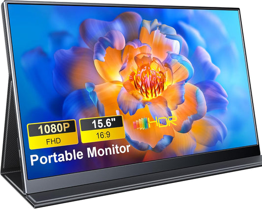 Portable 15.6" Lightweight Monitor 1080P FHD Screen + Speakers + Cover