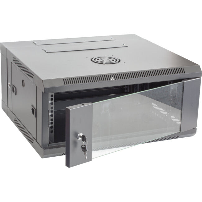Pro.2 4RU 550mm Deep x 600mm Width Hinged Wall Mount Data Cabinet Rack - Glass Door # WMC4U55H
