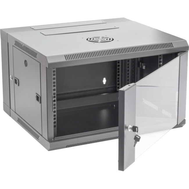 Pro.2 6RU 550mm Deep x 600mm Width Hinged Wall Mount Data Cabinet Rack - Glass Door # WMC6U55H