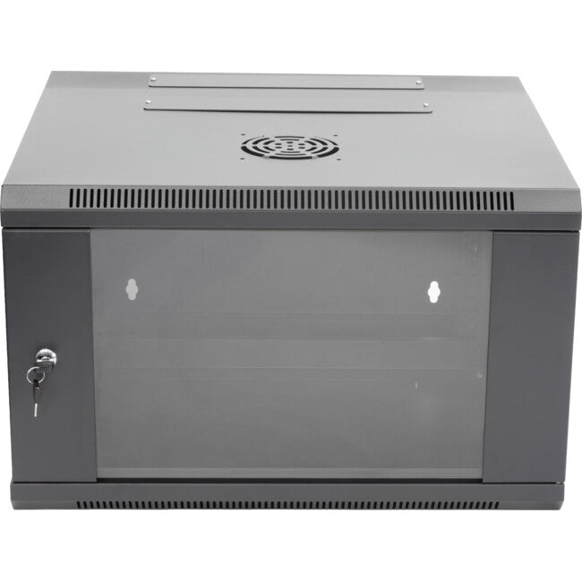 Pro.2 6RU 550mm Deep x 600mm Width Hinged Wall Mount Data Cabinet Rack - Glass Door # WMC6U55H