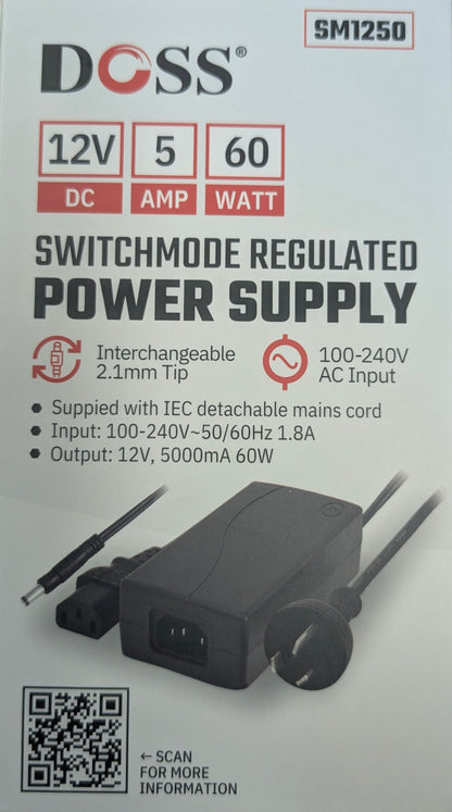 Doss SM1250 DC 12V 5A 60W Switchmode Regulated Power Supply