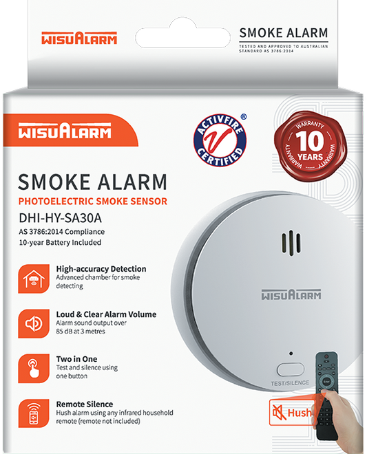 WisuAlarm DHI-HY-SA30A Standalone Photoelectric Smoke Sensor with Long Life Lithium Battery