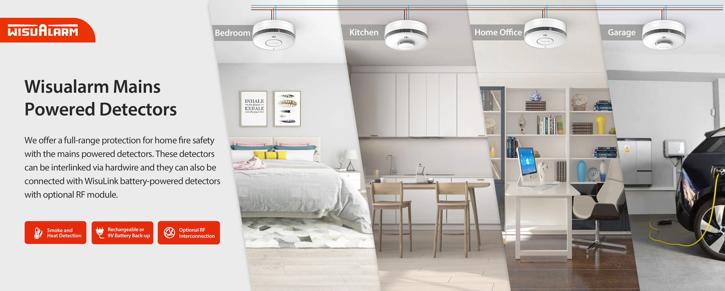 WisuAlarm DHI-HY-SA5MA 240 Volt Smoke Alarm with Long Life Lithium Battery