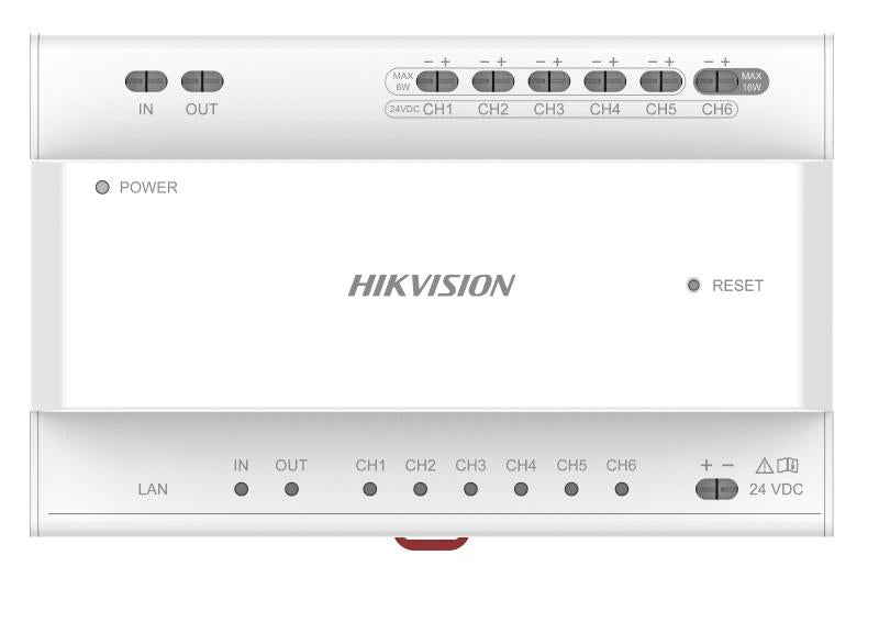 Hikvision DS-KAD706Y-P 2nd Gen. 2 Wire Intercom, Video/Audio Distributor, 6 Devices, PSU