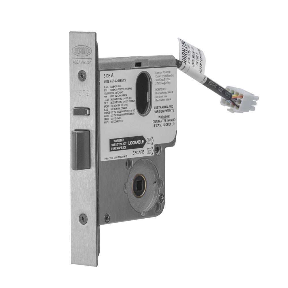 Assa Abloy 3579ELM0SC Lockwood 3579 Series Synergy Electric Mortice Lock Monitored Fail Safe