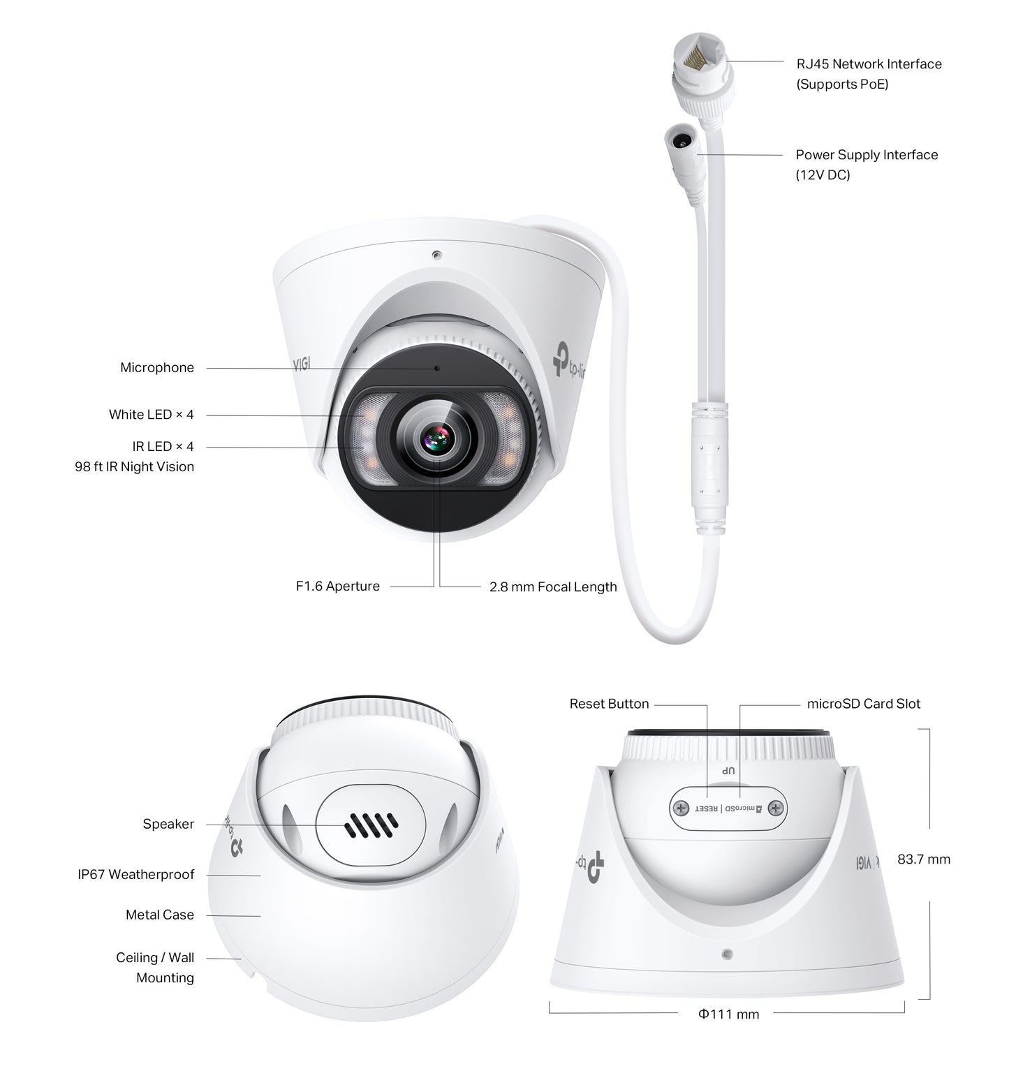 VIGI VIGIC485(2.8mm) 8MP Full-Colour Turret Network Camera
