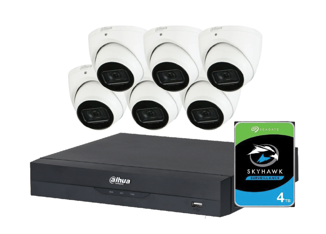 Dahua 8 Channel NVR Recorder with 4TB + 6 x 6MP Eyeball Camera Kit