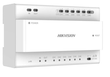 Hikvision DS-KAD706Y-P 2nd Gen. 2 Wire Intercom, Video/Audio Distributor, 6 Devices, PSU