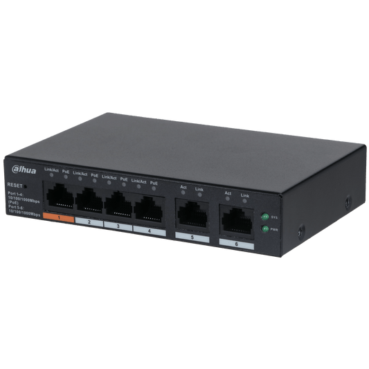 Dahua CS4006-4GT-60 6-Port Cloud Managed Desktop Gigabit Switch with 4-Port PoE