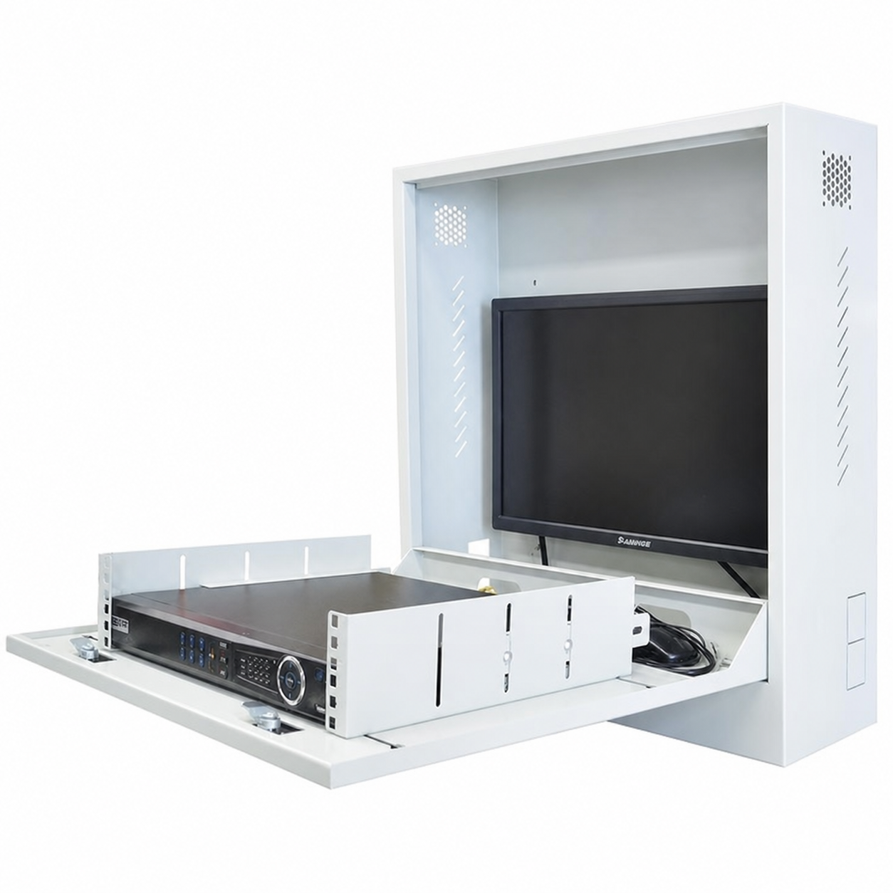 CCTV RK003 Security Slimline Vertical Wall Mount Cabinet for NVRs and Monitors